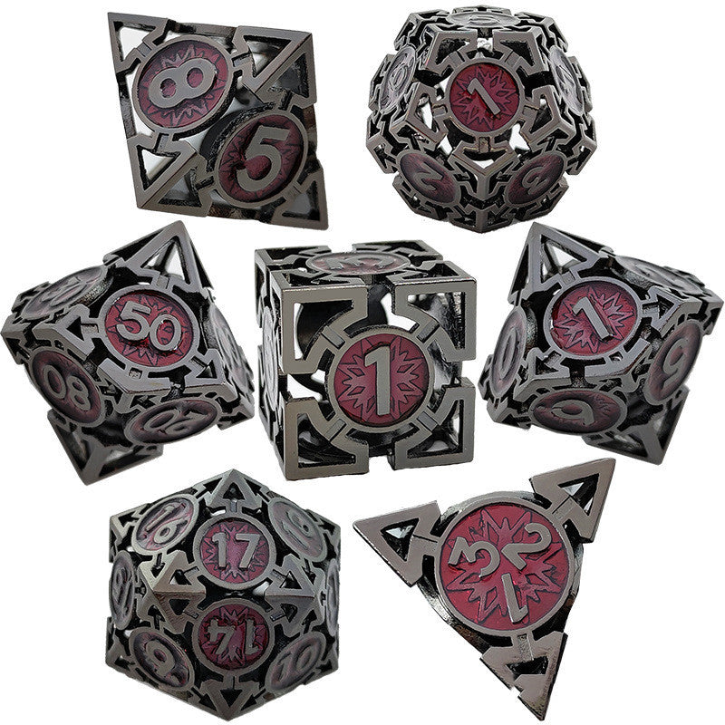 Fashion Metal Hollow Faceted Dice Set