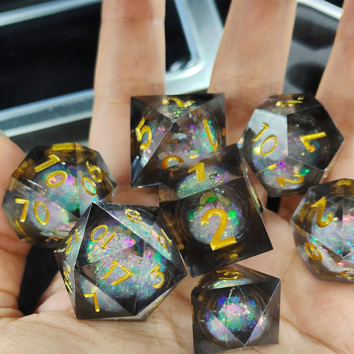 Straight Hair Resin Quicksand Dice